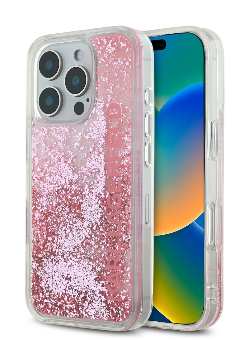 Karl Lagerfeld iPhone 16 Pro Max Case Liquid Glitter Gradient Hard Cover / Drop protection/ Slim Profile/ Easy Snap-On / Comfortable Grip- Pink