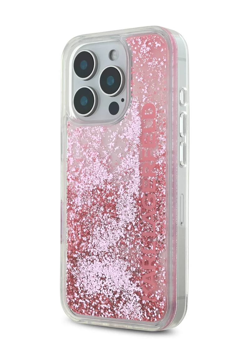 Karl Lagerfeld iPhone 16 Pro Max Case Liquid Glitter Gradient Hard Cover / Drop protection/ Slim Profile/ Easy Snap-On / Comfortable Grip- Pink