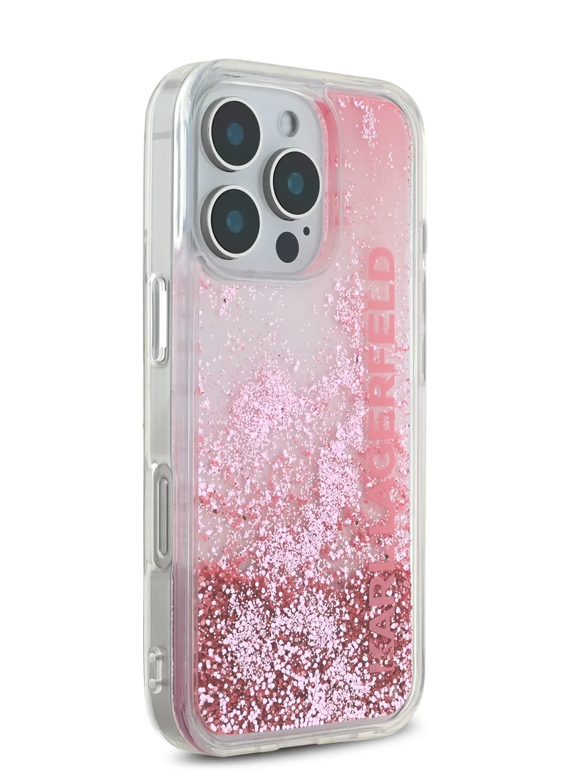 Karl Lagerfeld iPhone 16 Pro Max Case Liquid Glitter Gradient Hard Cover / Drop protection/ Slim Profile/ Easy Snap-On / Comfortable Grip- Pink