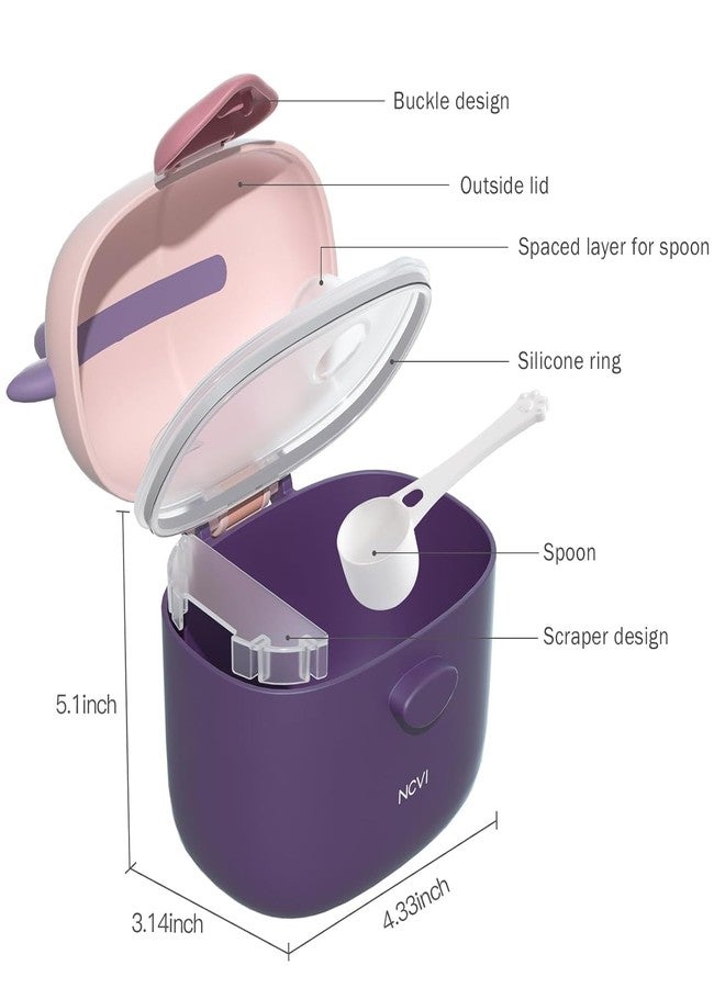 Bebamour Baby Formula Dispenser On The Go, Formula Container to Go, Formula Holder for Travel, Candy Fruit Snack Storage Container with Scoop and Leveller (Dark Purple) - Image 2