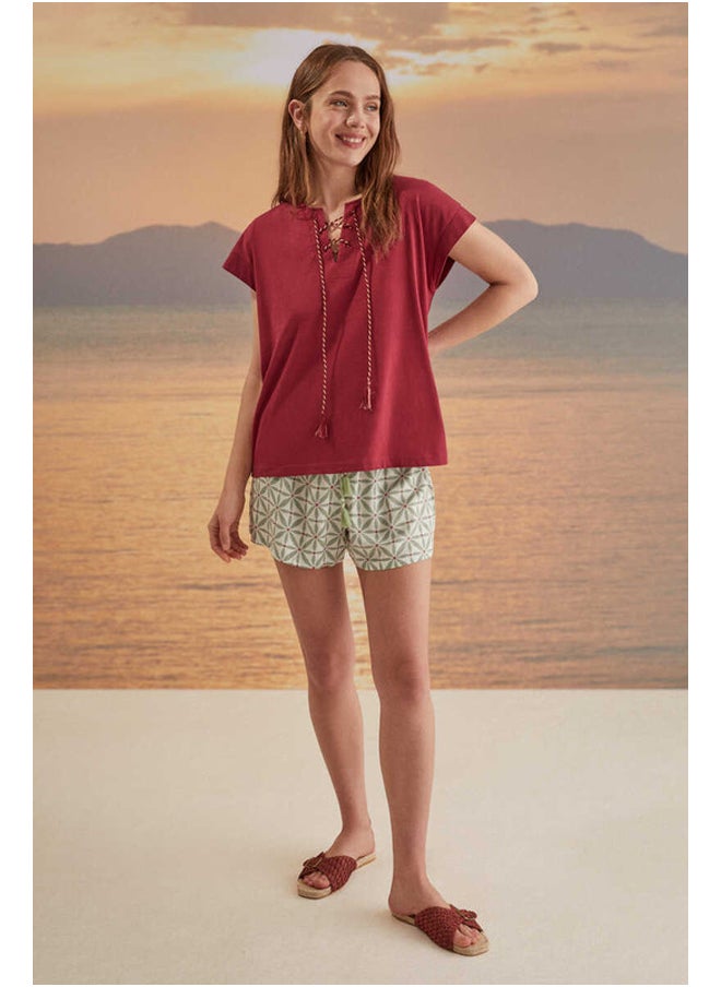 women'secret Cotton t-shirt with crossed cord neckline  - Image 5