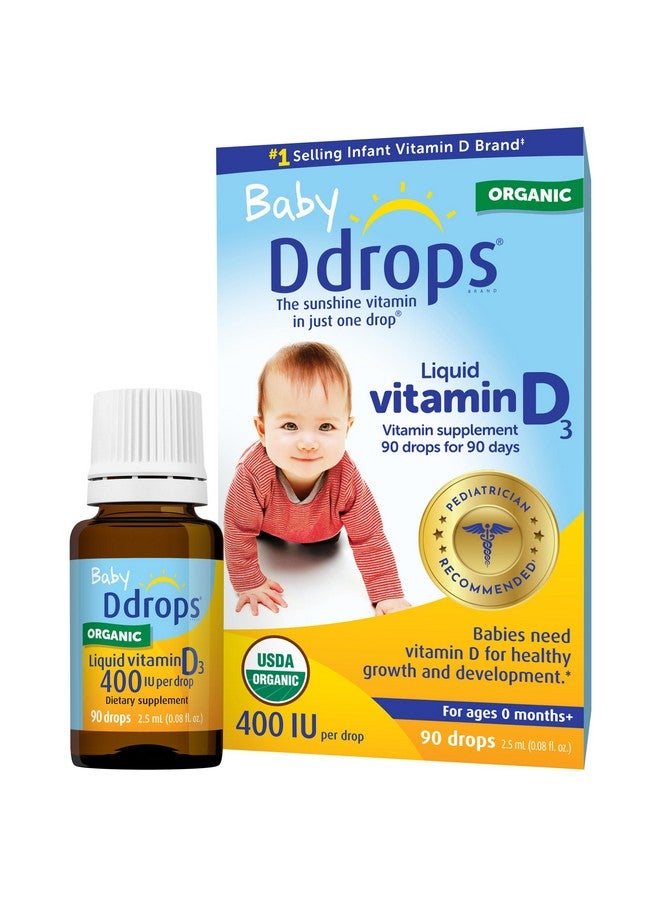 Ddrops Baby 400 IU, Vitamin D, 90 Drops 2.5mL (0.08 Fl. Oz (Pack of 1)) - Image 1
