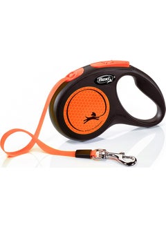 Flexi New Neon Orange Bright Stripe Automatic Walking Collar 5m Small  - Image 1