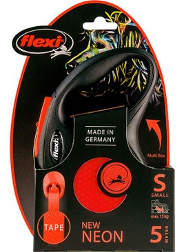 Flexi New Neon Orange Bright Stripe Automatic Walking Collar 5m Small  - Image 2