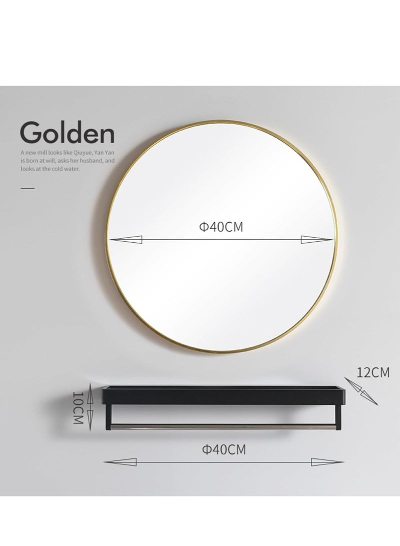 TRASSLE Round Mirror with Shelf, Circle Mirror Metal Frame,Wall Mirror for Bathroom,Bathroom Mirror,Wall-mounted Mirror for Wall Decor,Living Room, Bedroom,Bathroom - Image 2