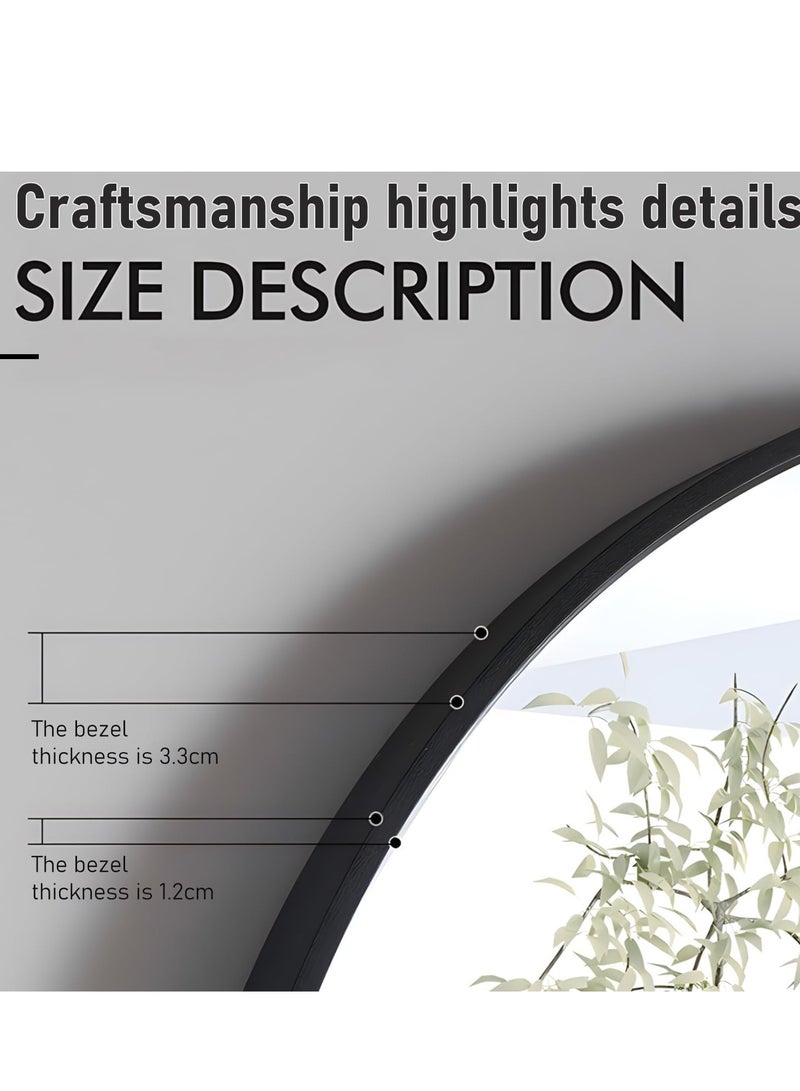 TRASSLE Round Mirror with Shelf, Circle Mirror Metal Frame,Wall Mirror for Bathroom,Bathroom Mirror,Wall-mounted Mirror for Wall Decor,Living Room, Bedroom,Bathroom - Image 4