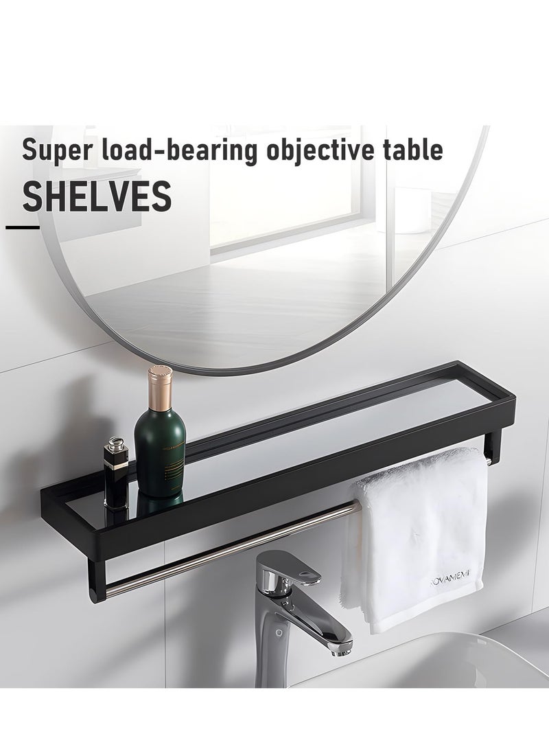 TRASSLE Round Mirror with Shelf, Circle Mirror Metal Frame,Wall Mirror for Bathroom,Bathroom Mirror,Wall-mounted Mirror for Wall Decor,Living Room, Bedroom,Bathroom - Image 5