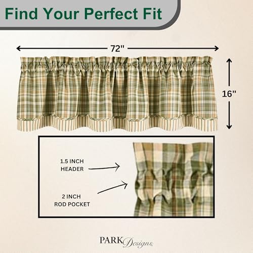 Park Designs Rosemary Lined Layer Valance - Wine | 72" x 16" Window Treatment | Farmhouse Plaid Curtain Topper | Country Kitchen Valance | Rustic Primitive Decor Accent | 100% Cotton - Image 3