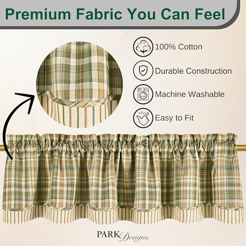 Park Designs Rosemary Lined Layer Valance - Wine | 72" x 16" Window Treatment | Farmhouse Plaid Curtain Topper | Country Kitchen Valance | Rustic Primitive Decor Accent | 100% Cotton - Image 2
