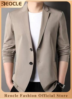 REOCLE Men's Casual Knit Blazer Business Suit Jacket Slim Fit 2 Button Lightweight Unlined Sport Coat Long-Sleeve Classic-fit Blazer  - Image 1