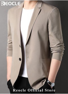REOCLE Men's Casual Knit Blazer Business Suit Jacket Slim Fit 2 Button Lightweight Unlined Sport Coat Long-Sleeve Classic-fit Blazer  - Image 4