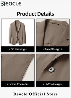 REOCLE Men's Casual Knit Blazer Business Suit Jacket Slim Fit 2 Button Lightweight Unlined Sport Coat Long-Sleeve Classic-fit Blazer  - Image 5