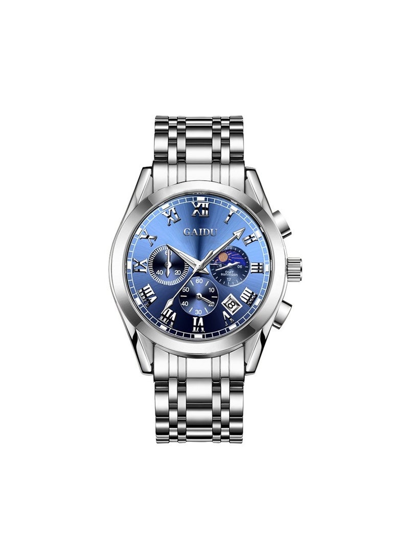 xozgdovg Fine steel Shi Ying Men's Watch/ YBN8627 blue steel belt with silver shell (solid)) 