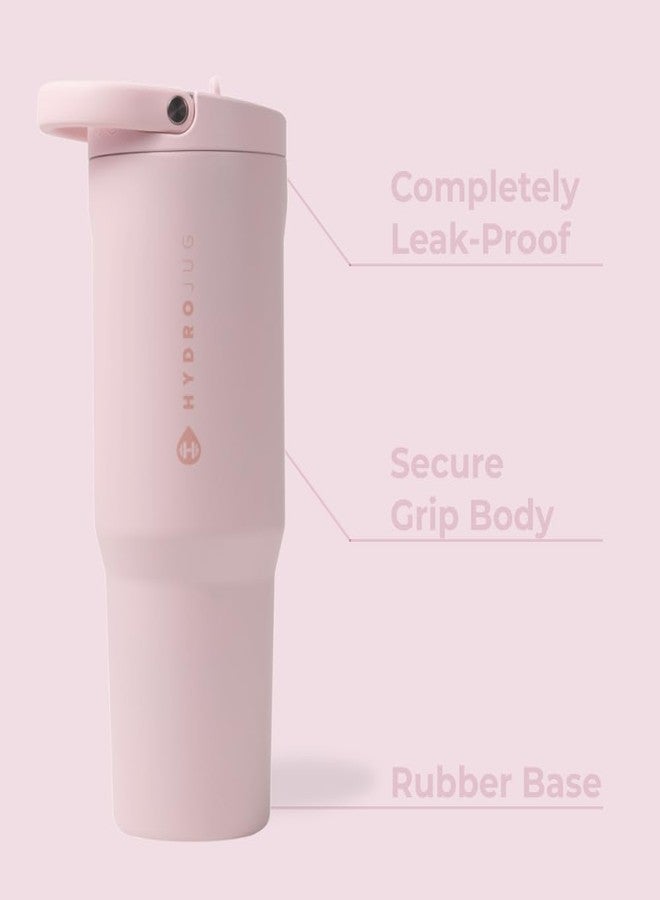 إبريق مائي كوب هيدرو جاج سبورت - كوب من الفولاذ المقاوم للصدأ مع شفاطة، معزول بتفريغ الهواء، سعة 40 أونصة، مانع للتسرب، تصميم مريح، قابل لإعادة الاستخدام، آمن للغسل في غسالة الأطباق، قاعدة مطاطية، متين للاستخدام في الصالات الرياضية أو في الهواء الطلق، لون رملي وردي - Image 2