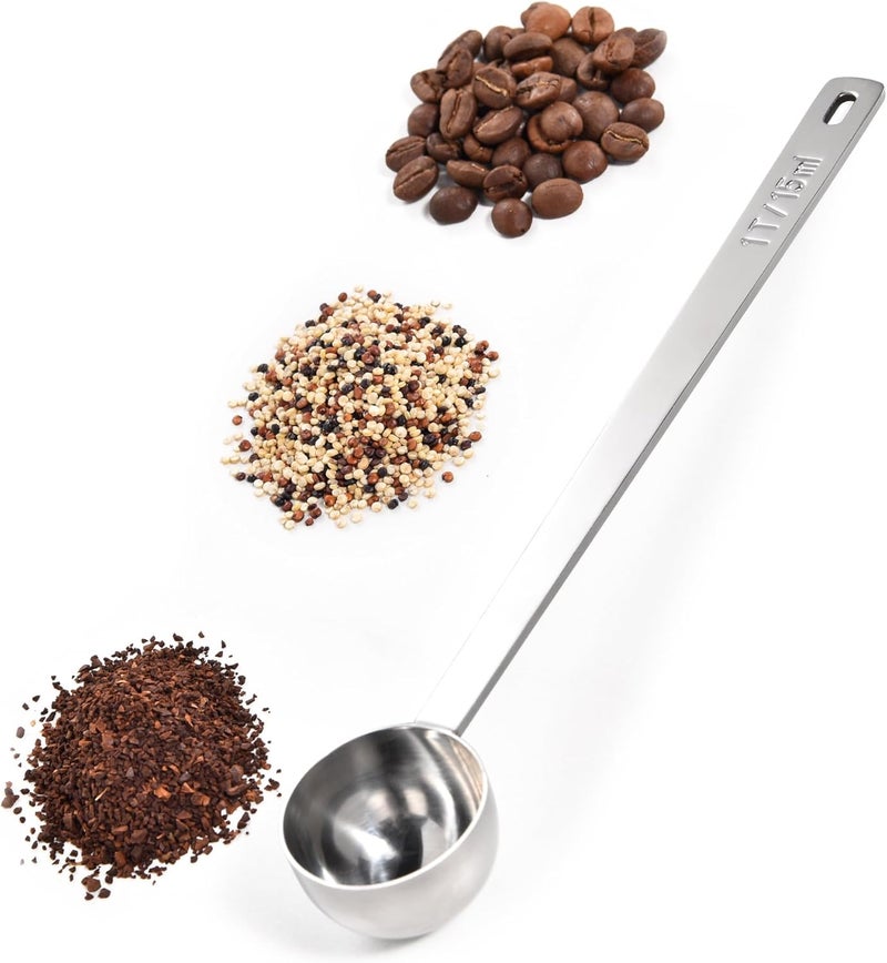 Doosu Metal Coffee Measuring Scoop, Food-Grade 18/8 Stainless Steel Coffee Beans Spoon with 17.5cm Long Handle, Tablespoon Scooper for Ground Coffee, Espresso, Protein Powders, Tea, Sugar (1 Tbsp) - Image 1