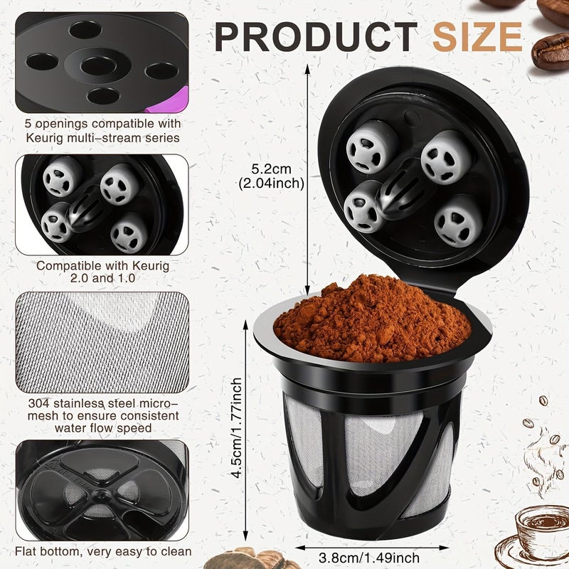 4 Pack Reusable K Cups for Keurig Universal Refillable Coffee Pods with 5 Holes Durable Polypropylene 2 Black 2 Purple For Keurig Supreme Multistream Series Coffee Brewing Modern Coffee Maker - Image 2