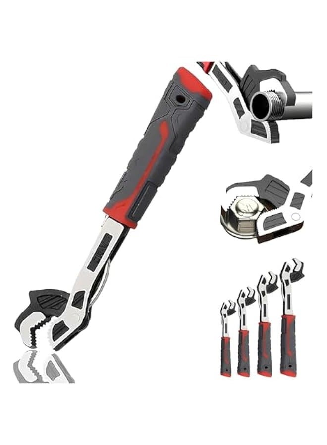 Self Adjusting Wrench, Multifunctional Self Locking Wrench Multitool, Adjustable Pipe Vise Wrench Set for Plumber, Craftsman, Heavy Duty Plumbers Wrench Power Grip for Pipes Use (12 Inches)