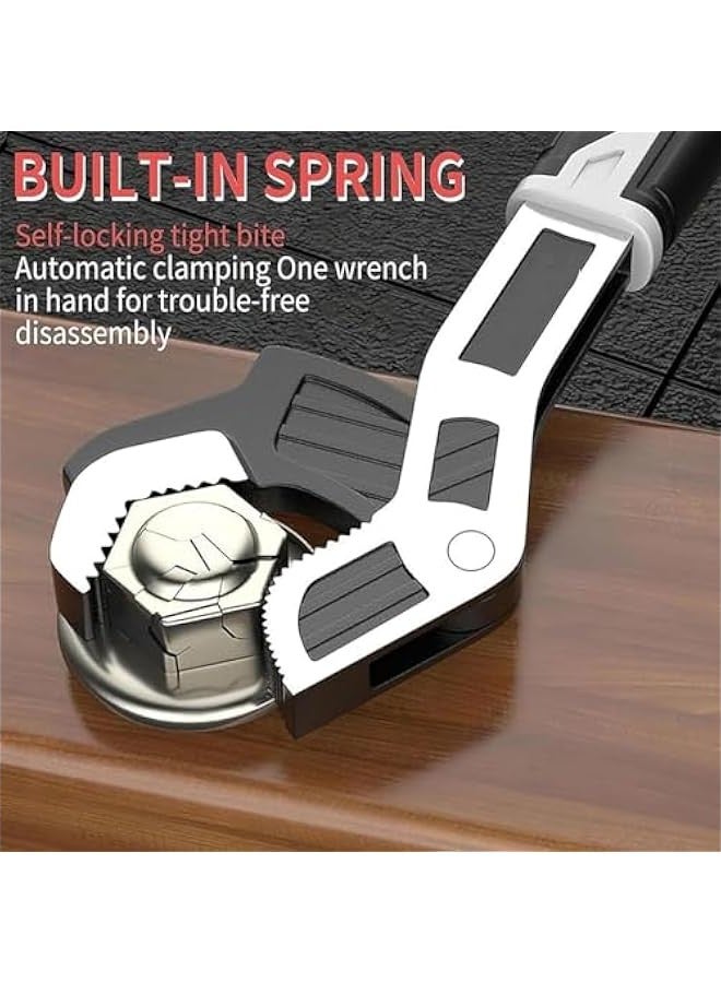 Self Adjusting Wrench, Multifunctional Self Locking Wrench Multitool, Adjustable Pipe Vise Wrench Set for Plumber, Craftsman, Heavy Duty Plumbers Wrench Power Grip for Pipes Use (12 Inches)