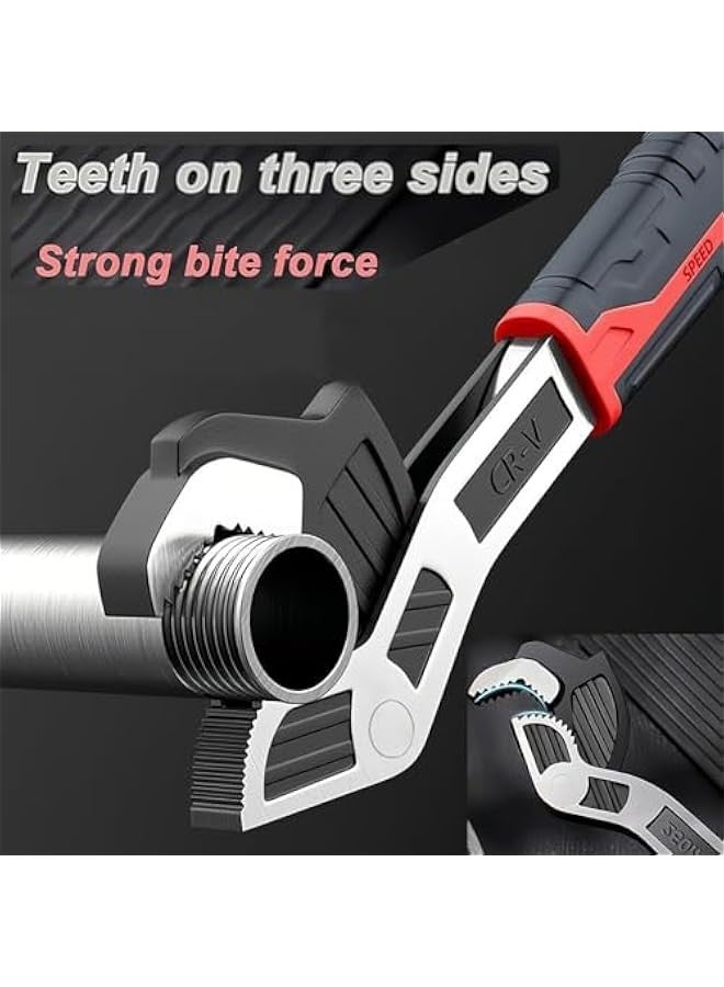 Self Adjusting Wrench, Multifunctional Self Locking Wrench Multitool, Adjustable Pipe Vise Wrench Set for Plumber, Craftsman, Heavy Duty Plumbers Wrench Power Grip for Pipes Use (12 Inches)
