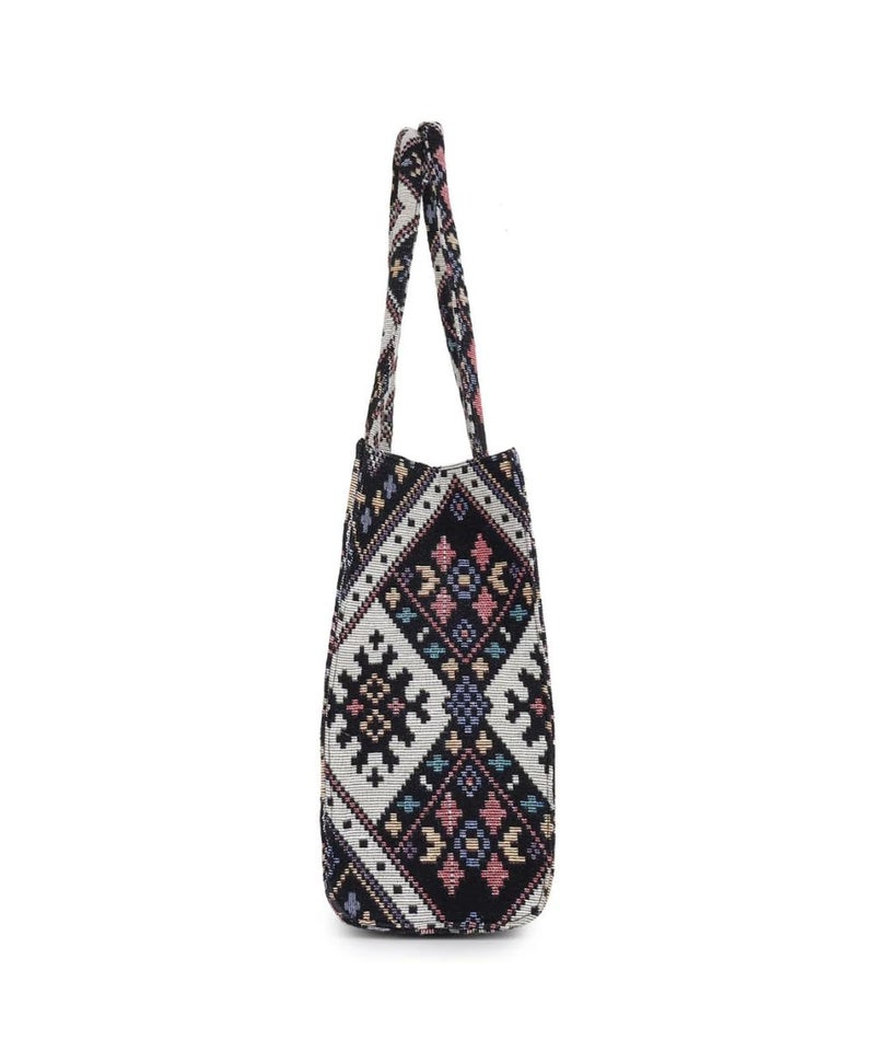 Glowic Totebag | 15 L capacity bag for office, casual and daily use | 1 big compartment and 1 small pocket with zipper clouser | Multicolor cotton fabric bag (Multicolor1) - Image 5