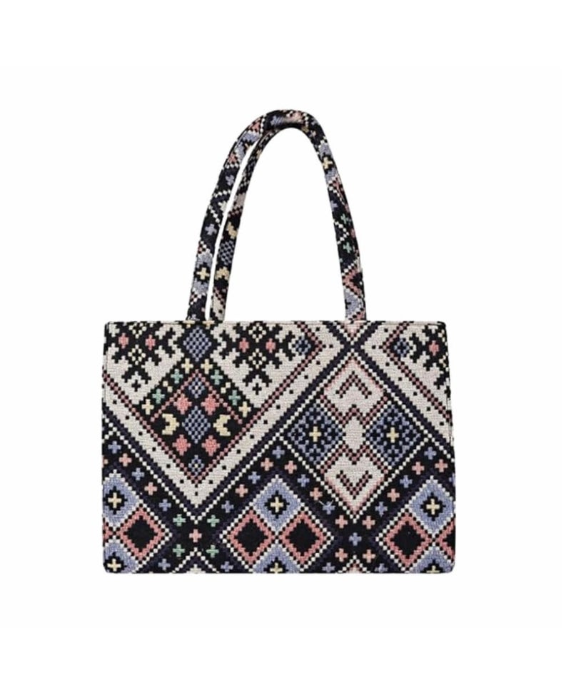 Glowic Totebag | 15 L capacity bag for office, casual and daily use | 1 big compartment and 1 small pocket with zipper clouser | Multicolor cotton fabric bag (Multicolor1) - Image 2