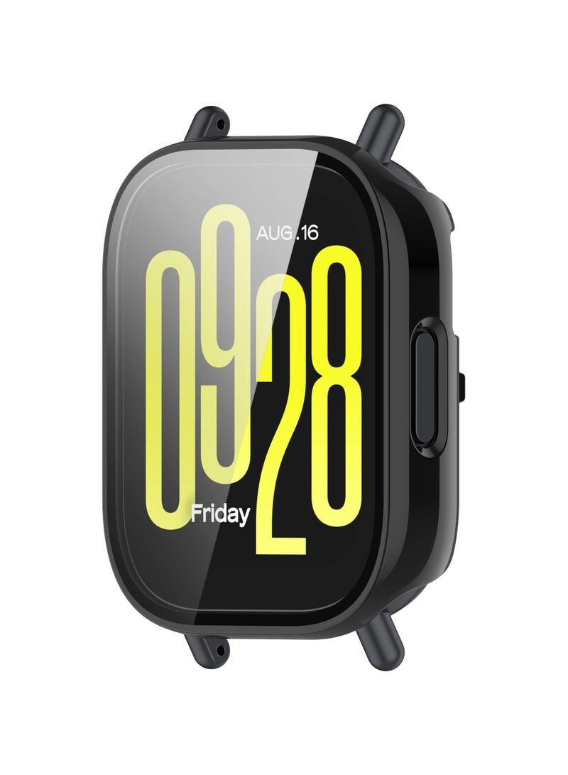 Tempered Glass Protector Case Intended for Xiaomi Redmi Watch 5 Active Smart Watch Replacement Protective Case Cover Full-Coverage Bumper for Xiaomi Redmi Watch 5 Active (Black) - Image 2