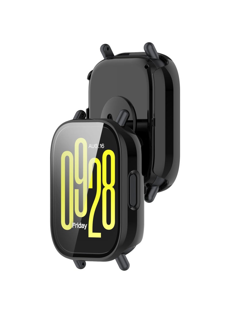 Tempered Glass Protector Case Intended for Xiaomi Redmi Watch 5 Active Smart Watch Replacement Protective Case Cover Full-Coverage Bumper for Xiaomi Redmi Watch 5 Active (Black) - Image 3