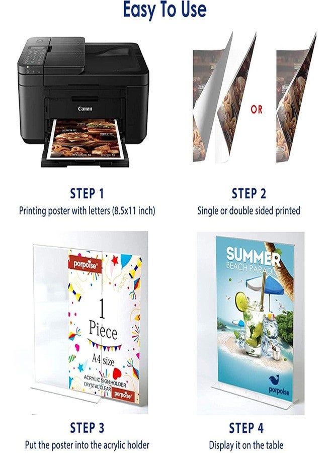CPI A5 Size Acrylic Sign Holder T Shape Double Sided Portrait Style Menu Ad Frame Display Stand Table Top Perfect for Restaurants, Promotions, Photo Frames, Classroom (1Pc) - Image 3