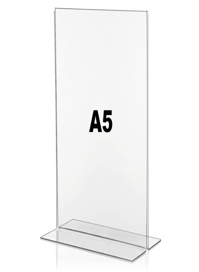 CPI A5 Size Acrylic Sign Holder T Shape Double Sided Portrait Style Menu Ad Frame Display Stand Table Top Perfect for Restaurants, Promotions, Photo Frames, Classroom (1Pc) - Image 1