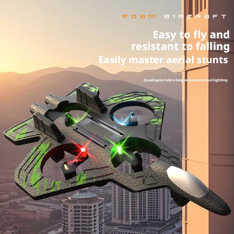 RC Quadcopter Foam Plane with Lights, Durable, 4CH - Image 1