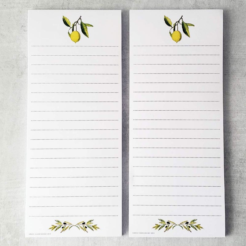 Nancy Nikko Lemon and Olive Branch Refrigerator Notepads - Set of 2 Pads - Image 1