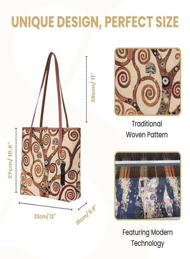 Signare Tapestry Shoulder Bag for Woman Travel or Work Tote Bags for Women In Gustav Klimt Tree of Life Design|COLL-ART-GK-TREE - Image 3