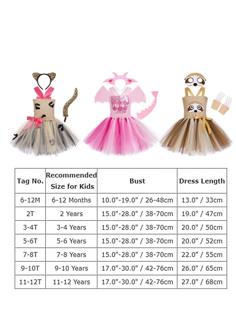 Animal Cosplay Dress, Pink Dinosaur Headband, Wings, Tail, Dress, Suitable for Kid Performance Cosplay