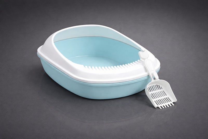 vsell24 Light Blue Cat Litter Box with Scoop – Deep Easy-Clean Tray–56×42×26.5 cm - Image 1