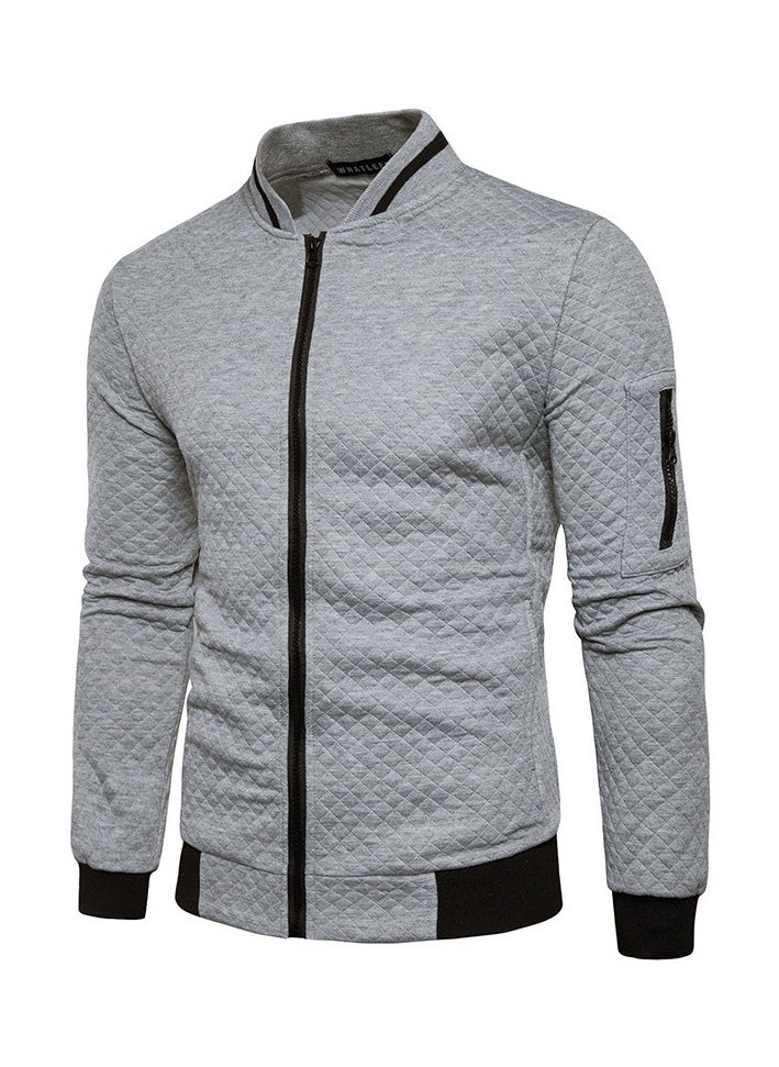 KUYING Zipper Cardigan Stand Up Collar Casual Sports Top  - Image 1