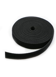SMILEE 1 Roll Reusable Cable Ties 0.6X197 Inch 15Mmx5M Multi Purpose Hook And Loop Black Cord Organization Straps  - Image 1