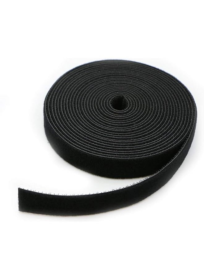 SMILEE - 1 Roll Reusable Cable Ties 0.6X197 Inch 15Mmx5M Multi Purpose Hook And Loop Black Cord Organization Straps - Image 1