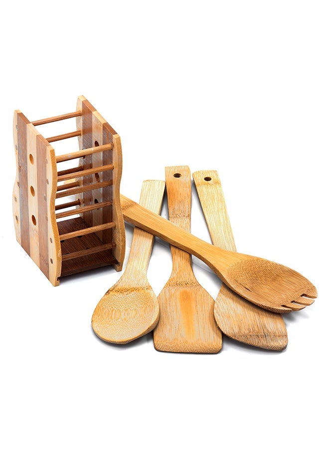 4 ملاعق خشبية، أدوات طهي خشبية غير لاصقة، ملعقة خشبية أساسية للمطبخ، مجموعة أدوات خشبية ناعمة، أدوات طهي مريحة وناعمة للمطبخ - Image 1