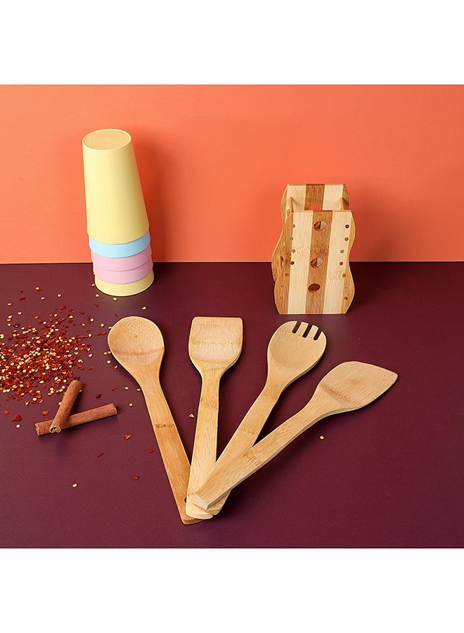 4 ملاعق خشبية، أدوات طهي خشبية غير لاصقة، ملعقة خشبية أساسية للمطبخ، مجموعة أدوات خشبية ناعمة، أدوات طهي مريحة وناعمة للمطبخ - Image 2
