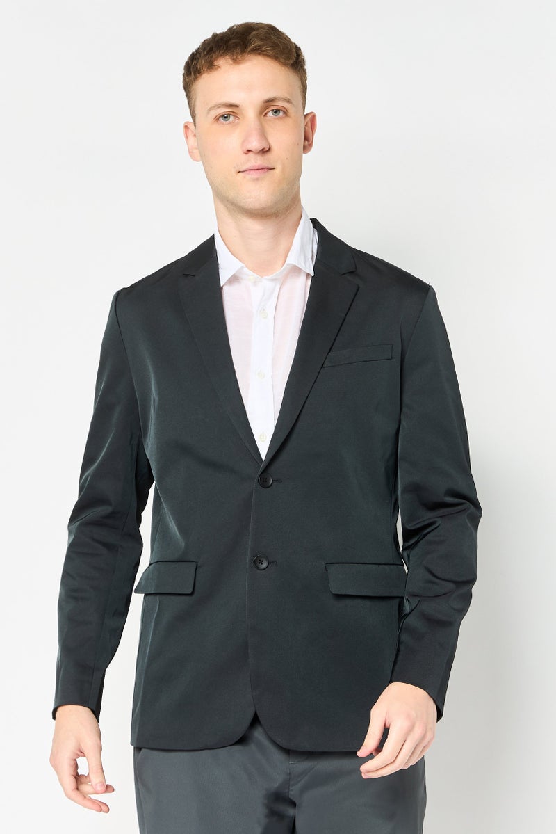 SELECTED Men Regular Fit Solid Semi Formal Blazer, Dark Grey - Image 1