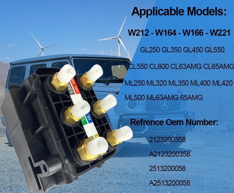 chsuatuo 2123200358 Air Suspension Valve Block, Air Supply Distribution Compatible with Mercedes Benz w164 GL320 GL350 GL450 GLE350 GLE400 S350 S400 S550 S600 S63 S65 AMG - Image 2