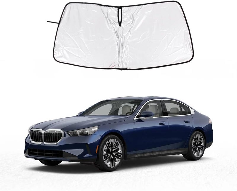 Sekhyna Windshield Sunshade Compatible with BMW 5-Series 2024 G60,Auto Memory Wire Sunshade 1PCS,Interior Front Window Foldable Sun Shade UV Protection Visors (Memory Extended Version) - Image 1