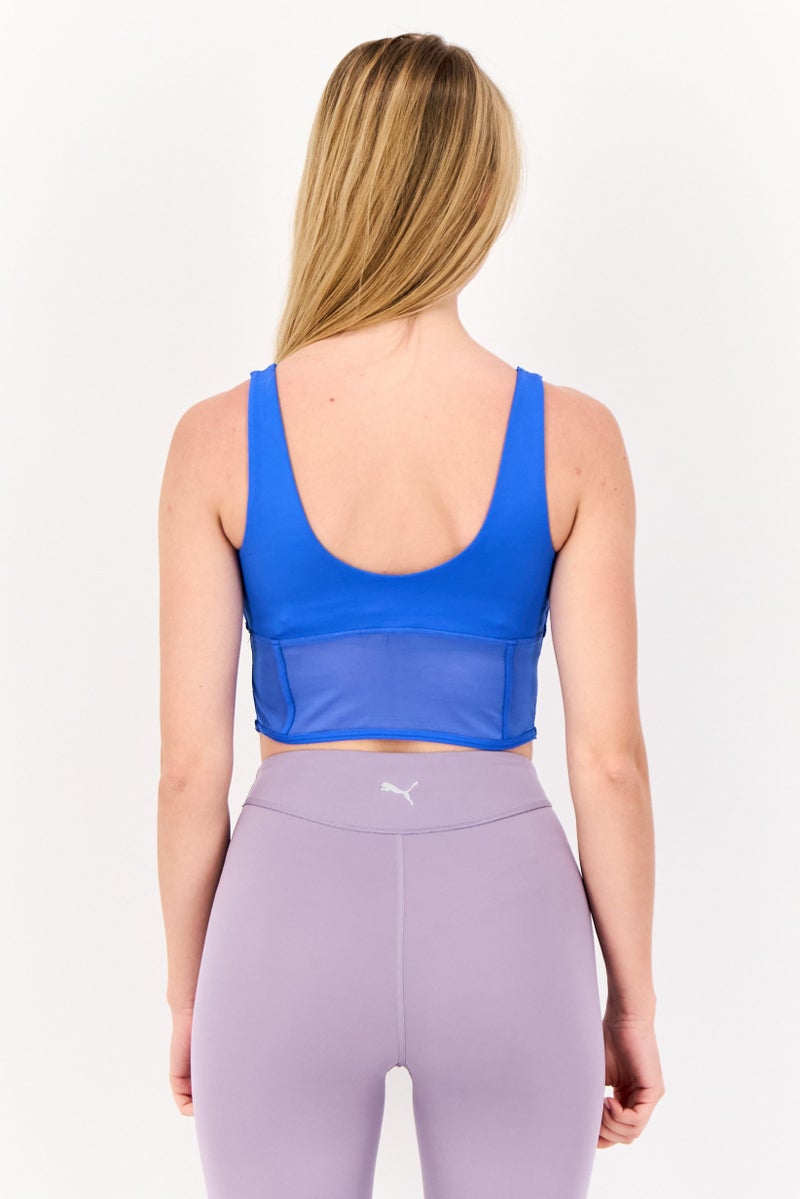 PUMA Puma x Pamela Reif Women Brand Logo Padded Sports Bra, Blue - Image 3