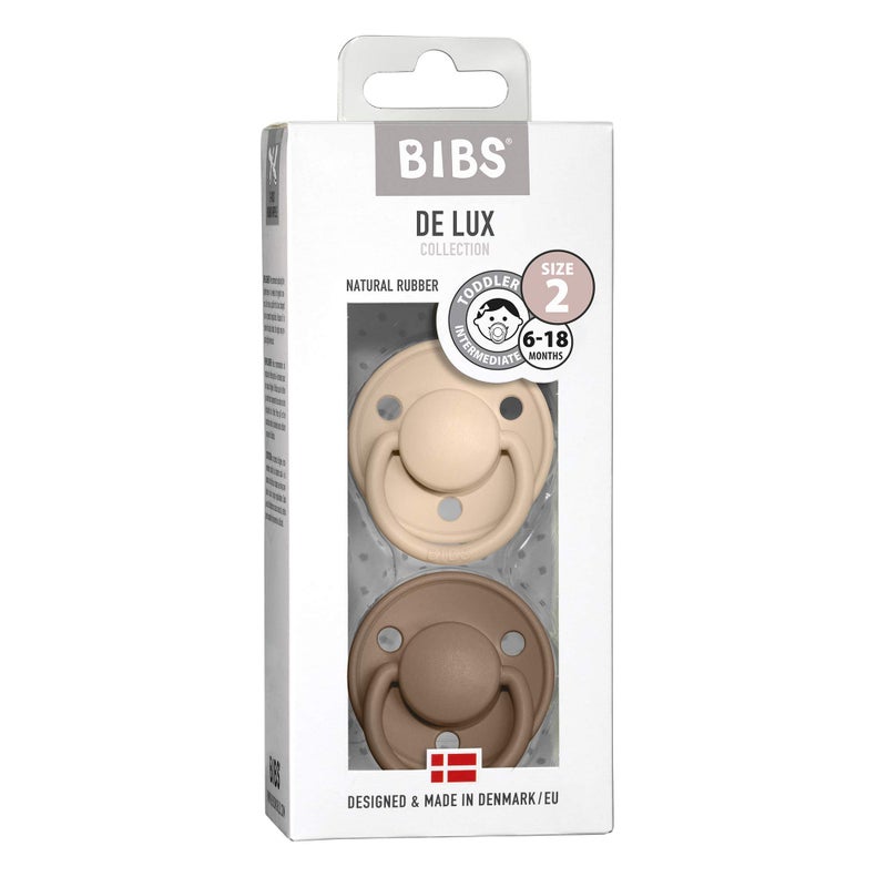 BIBS Pacifiers - De Lux Collection | BPA-Free Baby Pacifier | Made in Denmark | Set of 2 Vanilla/Dark Oak Color Premium Soothers | Size 6-18 Months - Image 3