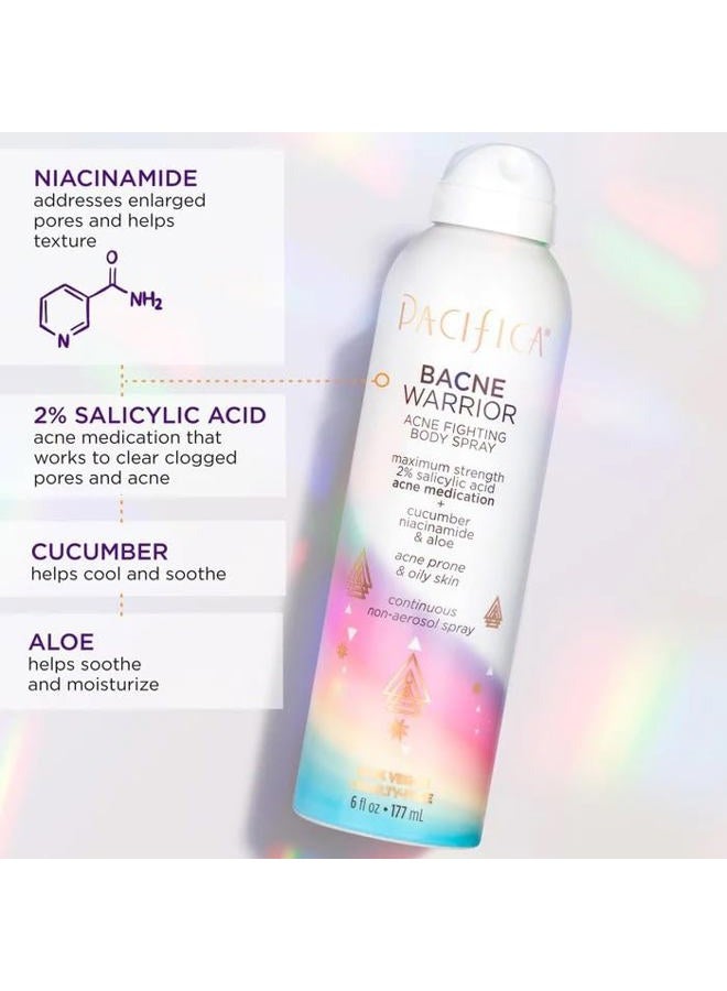 Pacifica Bacne Acne Cleanser Spray - Bacne Warrior - Body Spray for Acne Treatment - w/ 2% Salicylic Acid Niacinamide & Aloe - for Body, Chest & Back Acne for Teens & Adults Vegan Dermatologist Tested - Image 4