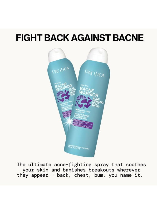 Pacifica Bacne Acne Cleanser Spray - Bacne Warrior - Body Spray for Acne Treatment - w/ 2% Salicylic Acid Niacinamide & Aloe - for Body, Chest & Back Acne for Teens & Adults Vegan Dermatologist Tested - Image 2