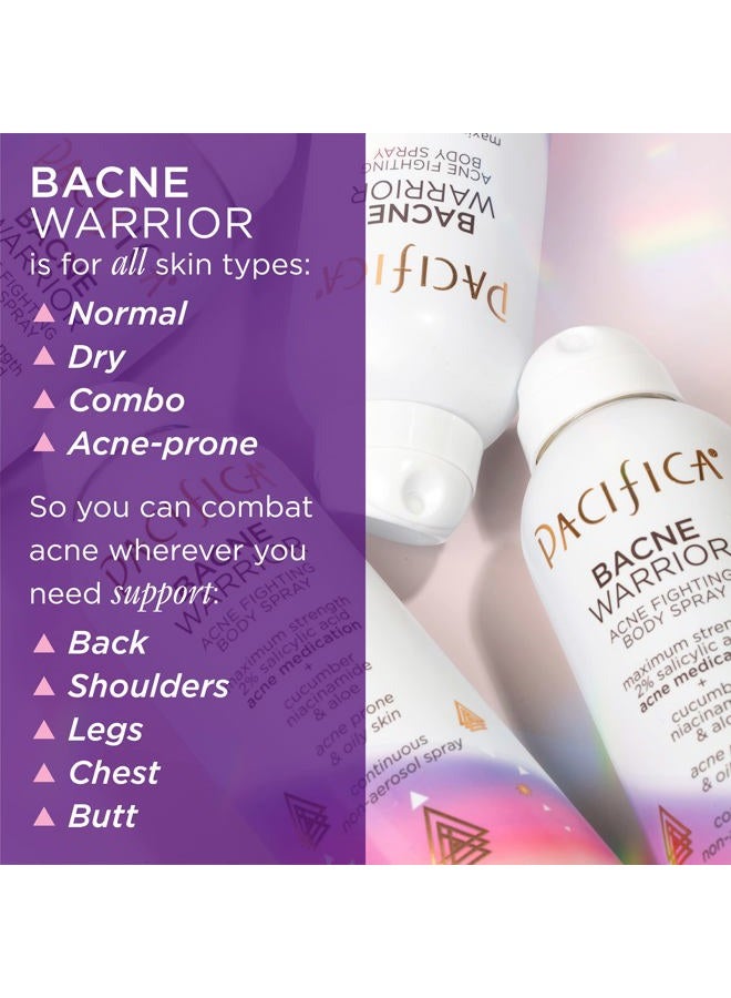 Pacifica Bacne Acne Cleanser Spray - Bacne Warrior - Body Spray for Acne Treatment - w/ 2% Salicylic Acid Niacinamide & Aloe - for Body, Chest & Back Acne for Teens & Adults Vegan Dermatologist Tested - Image 3