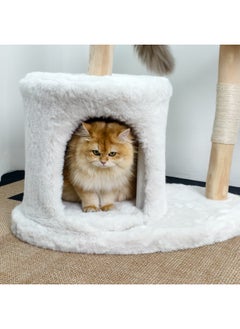 WISFOR Solid Wood Cat Tree Tower for Indoor Cats, Multi-Level Wooden Cat Furniture with Sisal Scratching Posts, Plush Perches, Cozy Hideaway, and Easy Assembly  - Image 4