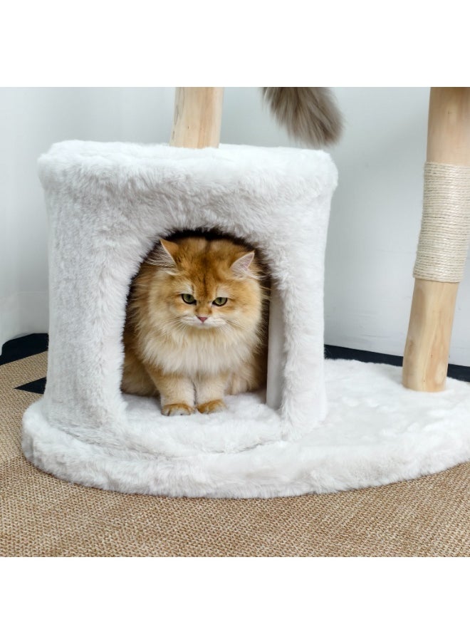 WISFOR - Solid Wood Cat Tree Tower for Indoor Cats, Multi-Level Wooden Cat Furniture with Sisal Scratching Posts, Plush Perches, Cozy Hideaway, and Easy Assembly - Image 1