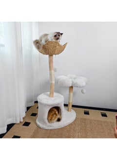 WISFOR Solid Wood Cat Tree Tower for Indoor Cats, Multi-Level Wooden Cat Furniture with Sisal Scratching Posts, Plush Perches, Cozy Hideaway, and Easy Assembly  - Image 5